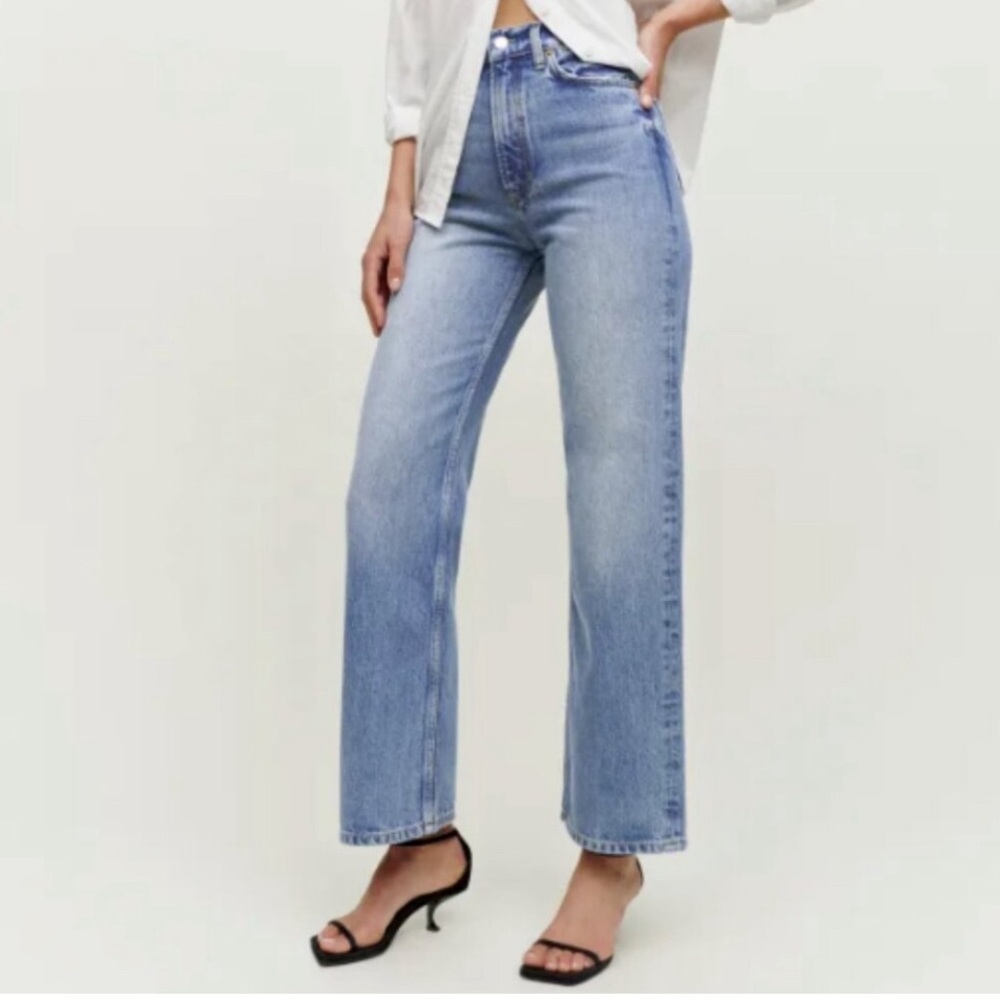 Reformation Wilder High Rise Light Blue Wide Leg Jeans